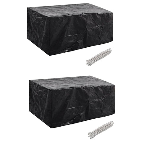 Garden Furniture Covers 2 Pcs 4 Person Poly Rattan Set 8 Eyelets 180X140 Cm Outdoor Furniture Covers