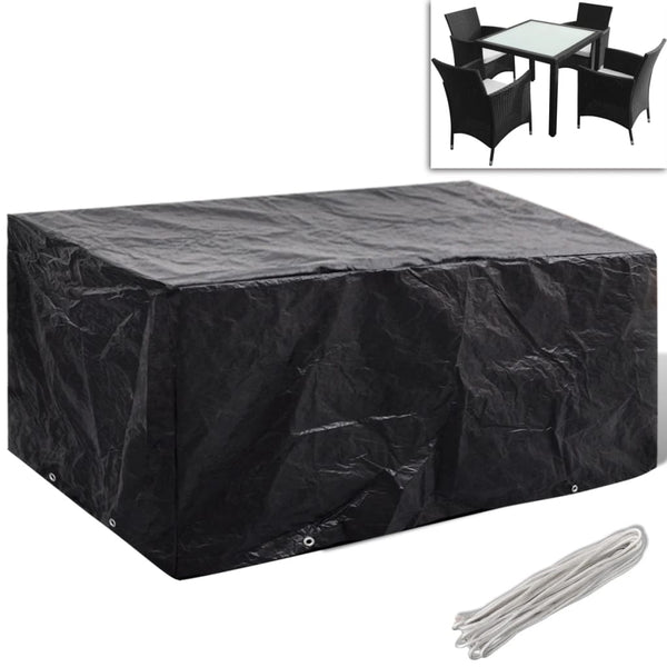 Garden Furniture Covers 2 Pcs 4 Person Poly Rattan Set 8 Eyelets 180X140 Cm Outdoor Furniture Covers