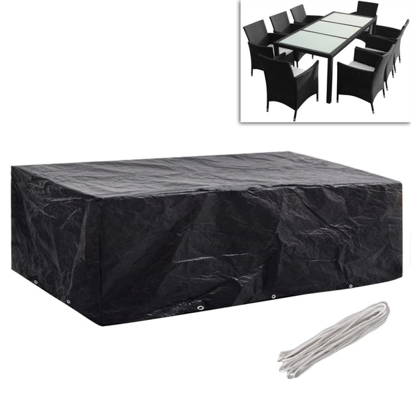 Garden Furniture Covers 2 Pcs 8 Person Poly Rattan Set 10 Eyelets 300X140 Cm Outdoor Furniture Covers