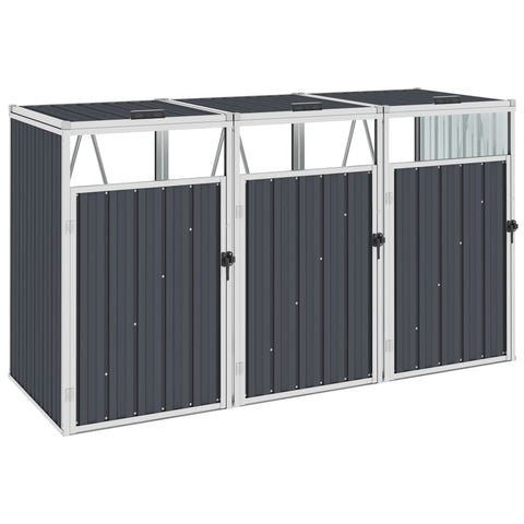 Triple Garbage Bin Shed 213X81x121 Cm Steel Sheds Summerhouses Carports