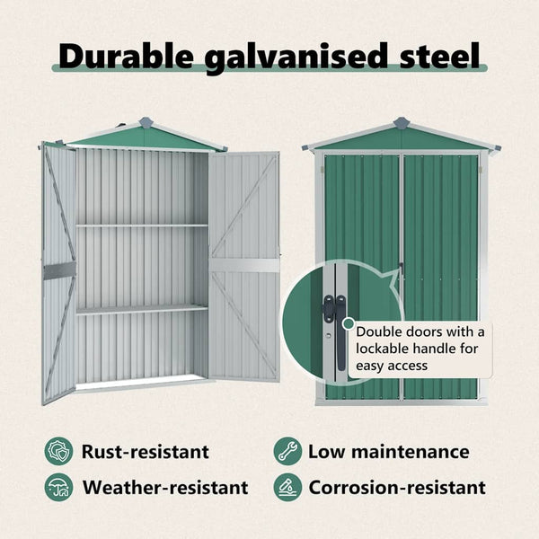 Vidaxl Garden Shed Green 116X45x175 Cm Galvanised Steel Sheds Summerhouses Carports