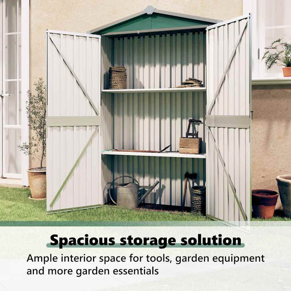 Vidaxl Garden Shed Green 116X45x175 Cm Galvanised Steel Sheds Summerhouses Carports