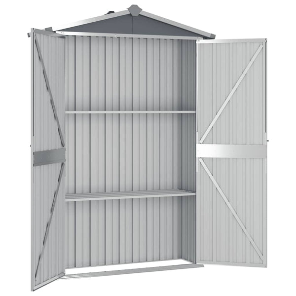 Vidaxl Garden Shed Grey 116X45x175 Cm Galvanised Steel Sheds Summerhouses Carports