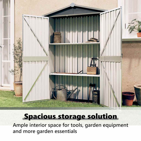 Vidaxl Garden Shed Grey 116X45x175 Cm Galvanised Steel Sheds Summerhouses Carports