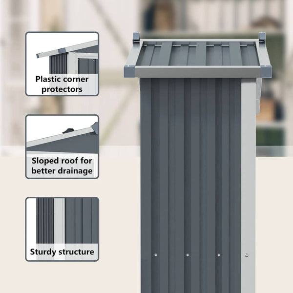 Vidaxl Garden Shed Grey 116X45x175 Cm Galvanised Steel Sheds Summerhouses Carports