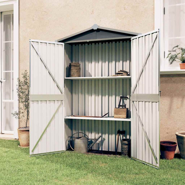 Vidaxl Garden Shed Grey 116X45x175 Cm Galvanised Steel Sheds Summerhouses Carports