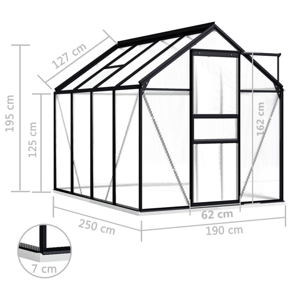 Greenhouse With Base Frame Anthracite Aluminium 4.75 M Greenhouses