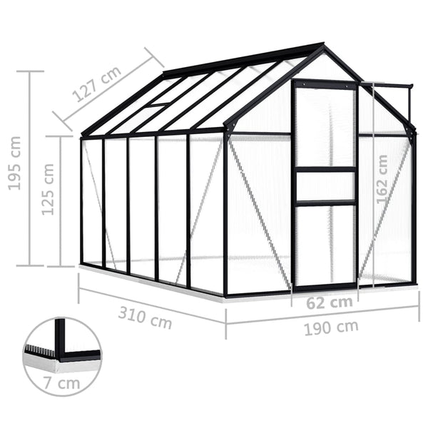 Greenhouse With Base Frame Anthracite Aluminium 5.89 M