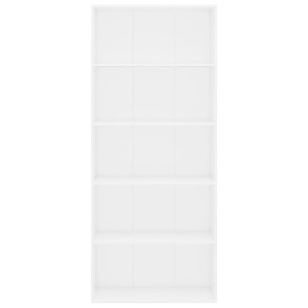 5 Tier Book Cabinet White 80X30x189 Cm Engineered Wood Bookshelves