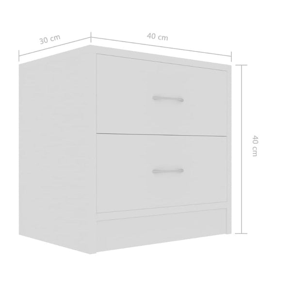 Bedside Cabinets 2 Pcs White 40X30x40 Cm Engineered Wood