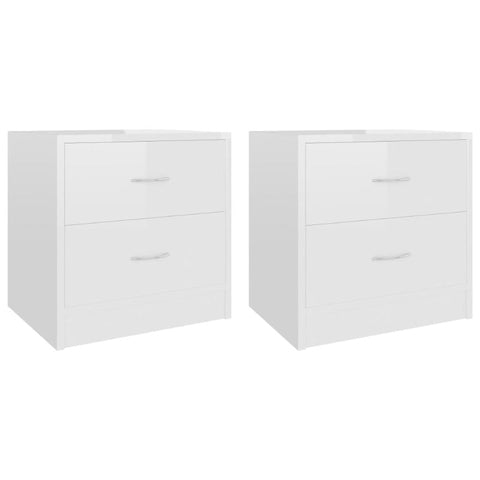 Bedside Cabinets 2 Pcs High Gloss White 40X30x40 Cm Engineered Wood