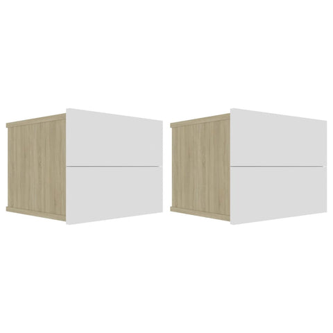 Bedside Cabinets 2 Pcs White And Sonoma Oak 40X30x30 Cm Engineered Wood Bedside Tables