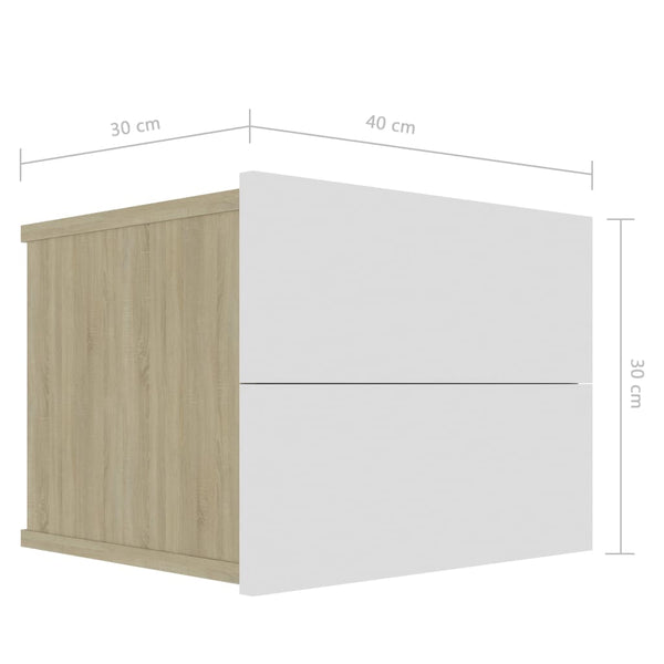 Bedside Cabinets 2 Pcs White And Sonoma Oak 40X30x30 Cm Engineered Wood Bedside Tables