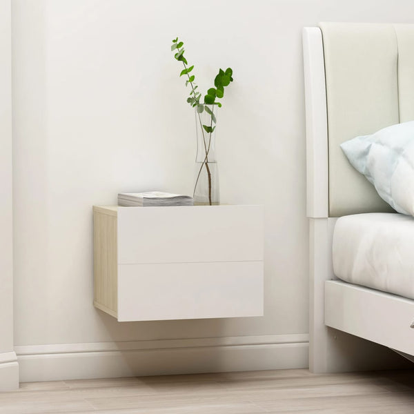 Bedside Cabinets 2 Pcs White And Sonoma Oak 40X30x30 Cm Engineered Wood Bedside Tables