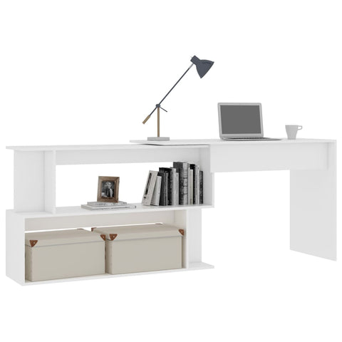 Corner Desk White 200X50x76 Cm Engineered Wood Home Office Desks