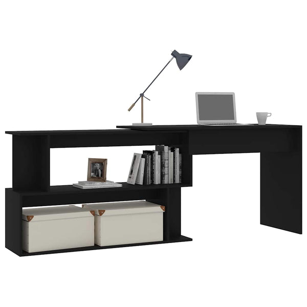 Vidaxl Corner Desk Black 200X50x76 Cm Engineered Wood Home Office Desks