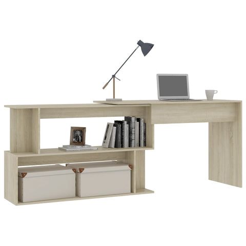 Corner Desk Sonoma Oak 200X50x76 Cm Engineered Wood Home Office Desks