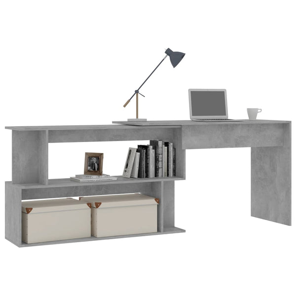 Corner Desk Concrete Grey 200X50x76 Cm Engineered Wood Home Office Desks