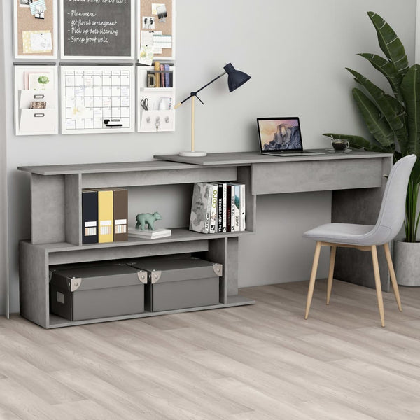 Corner Desk Concrete Grey 200X50x76 Cm Engineered Wood Home Office Desks
