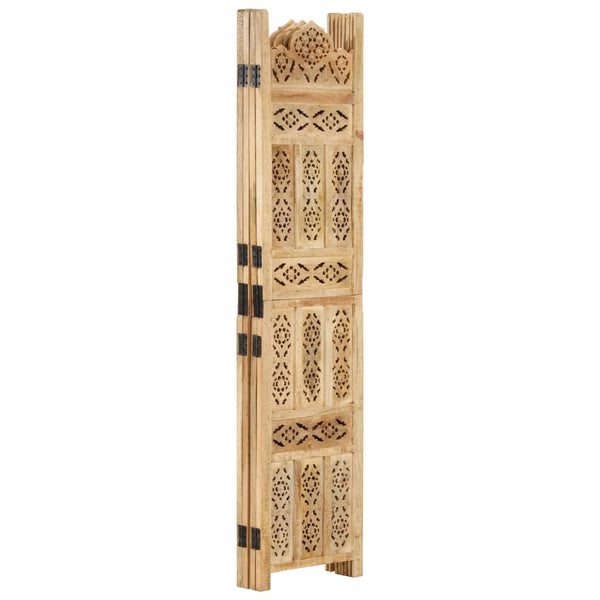 Vidaxl Hand Carved 4 Panel Room Divider 160X165 Cm Solid Mango Wood Screens & Room Dividers