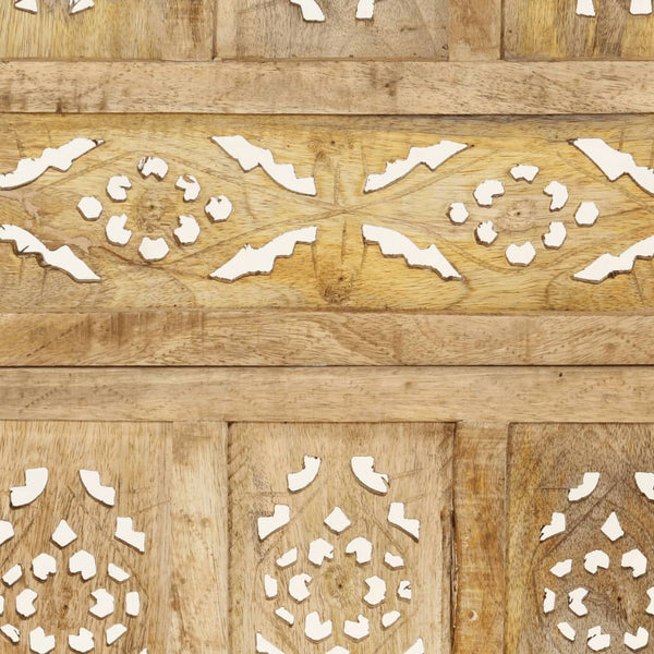 Vidaxl Hand Carved 4 Panel Room Divider 160X165 Cm Solid Mango Wood Screens & Room Dividers