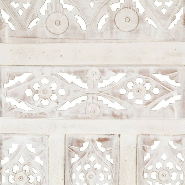Screens & Room Dividers Hand Carved 4 Panel Room Divider White 160X165 Cm Solid Mango Wood