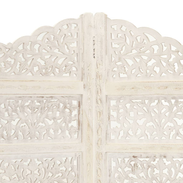 Solid Mango Wood Room Divider Hand Carved White Folding Screen Furniture Screens & Room Dividers