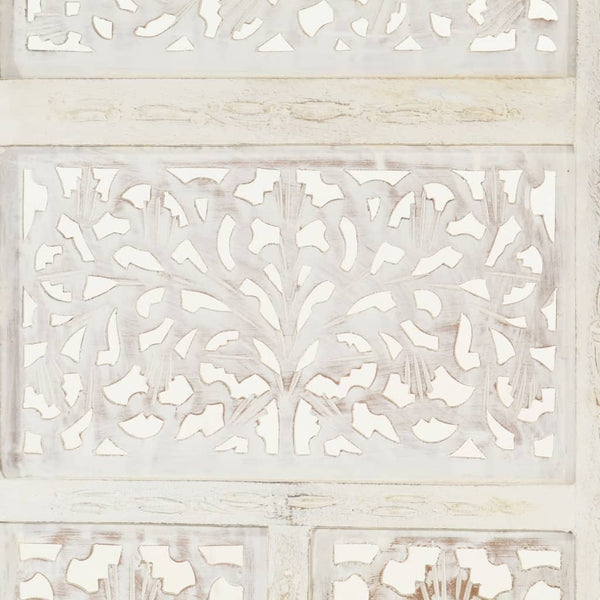 Solid Mango Wood Room Divider Hand Carved White Folding Screen Furniture Screens & Room Dividers
