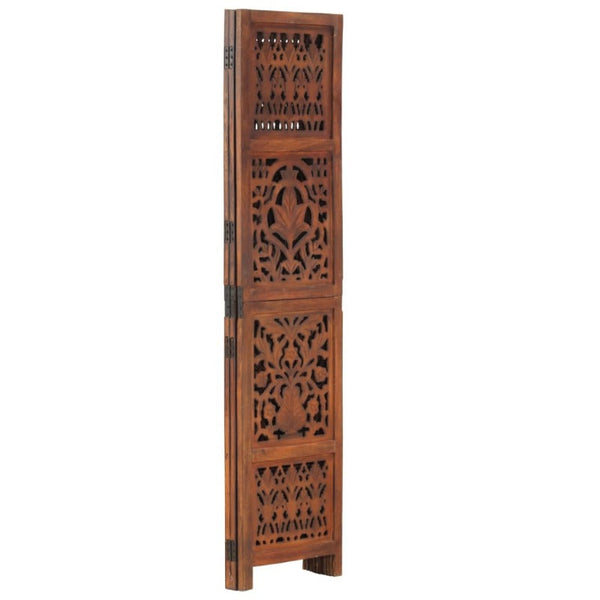 Vidaxl Hand Carved 3 Panel Room Divider Brown 120X165 Cm Solid Mango Wood Screens & Room Dividers