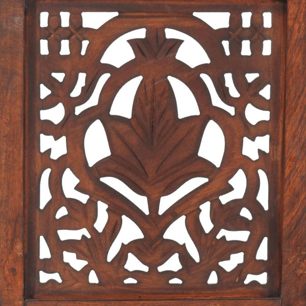 Vidaxl Hand Carved 3 Panel Room Divider Brown 120X165 Cm Solid Mango Wood Screens & Room Dividers