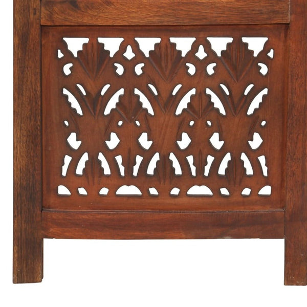 Vidaxl Hand Carved 3 Panel Room Divider Brown 120X165 Cm Solid Mango Wood Screens & Room Dividers