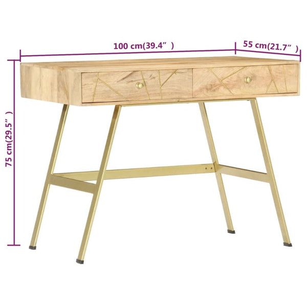Home Office Desks Writing Desk With Drawers 100X55x75 Cm Solid Mango Wood