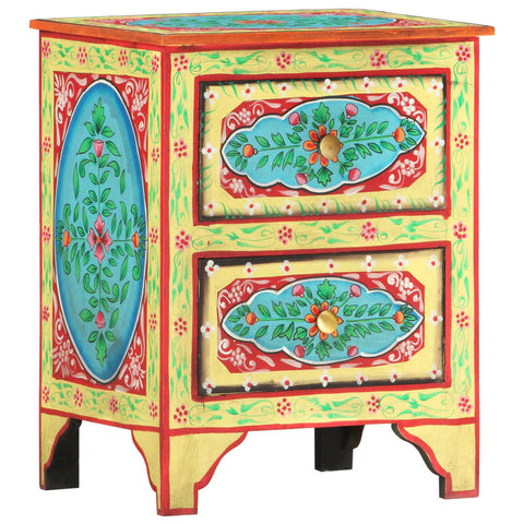Hand Painted Bedside Cabinet 40X30x50 Cm Solid Mango Wood Bedside Tables