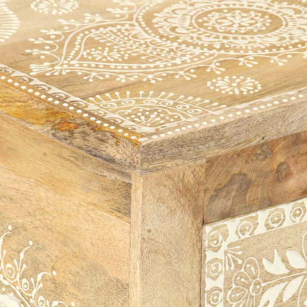 Vidaxl Hand Painted Bedside Cabinet 40X30x60 Cm Solid Mango Wood Bedside Tables