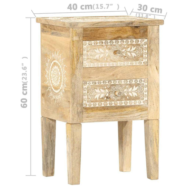 Vidaxl Hand Painted Bedside Cabinet 40X30x60 Cm Solid Mango Wood Bedside Tables