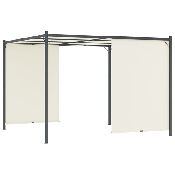 Pergola With Roof Cream White 3X3 M Steel Gazebos & Pergolas