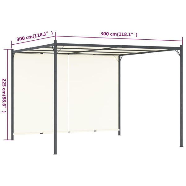 Pergola With Roof Cream White 3X3 M Steel Gazebos & Pergolas