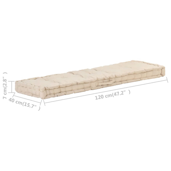Vidaxl Pallet Floor Cushion Cotton 120X40x7 Cm Beige Other Flooring & Tiles
