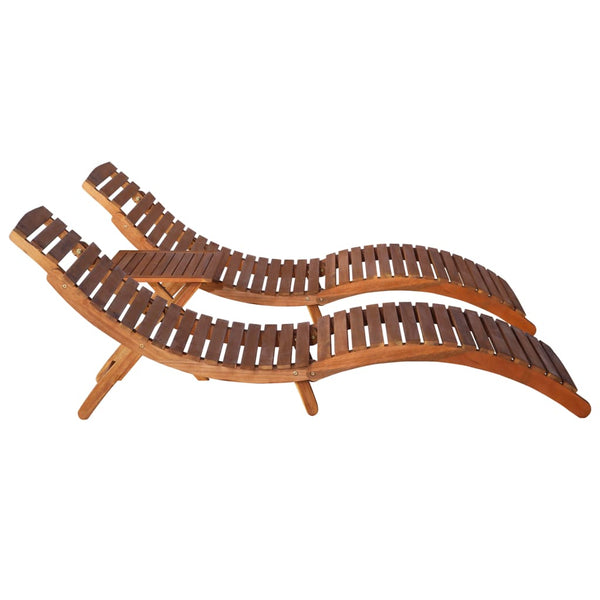 3 Piece Sunlounger With Tea Table Solid Wood Acacia Loungers