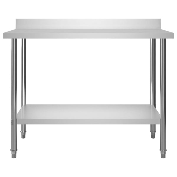 Kitchen Work Table With Backsplash 120X60x93 Cm Stainless Steel Kitchen Benchtops