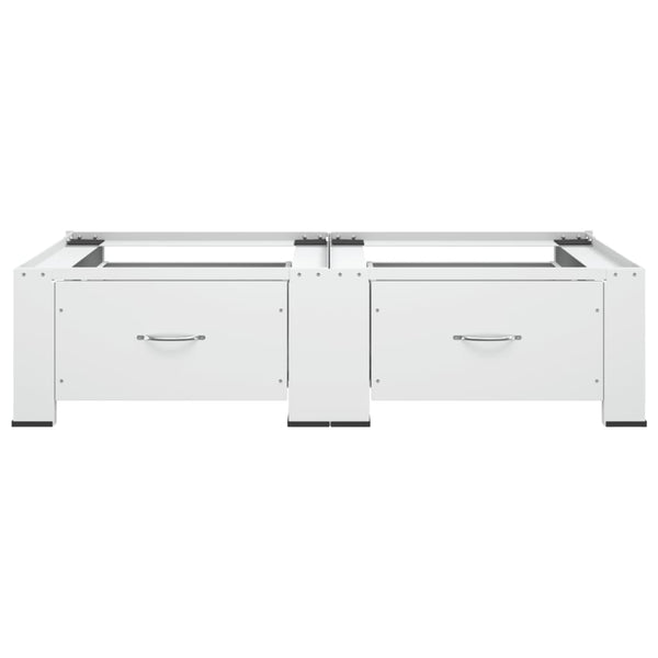 Vidaxl Double Washing And Drying Machine Pedestal With Drawers White Washing Machines