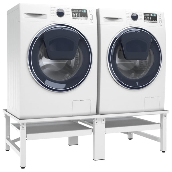 Vidaxl Washing And Drying Machine Pedestal With Pull Out White Shelves