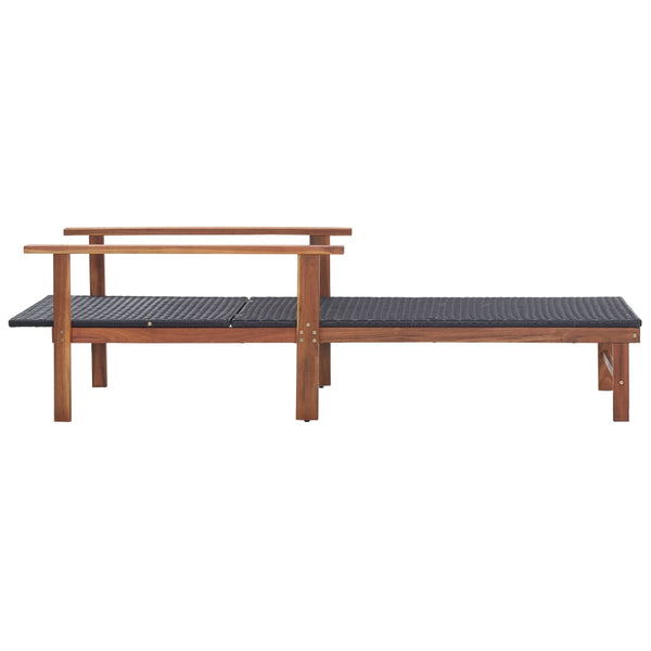 Vidaxl Sun Lounger Poly Rattan And Solid Acacia Wood Black Loungers
