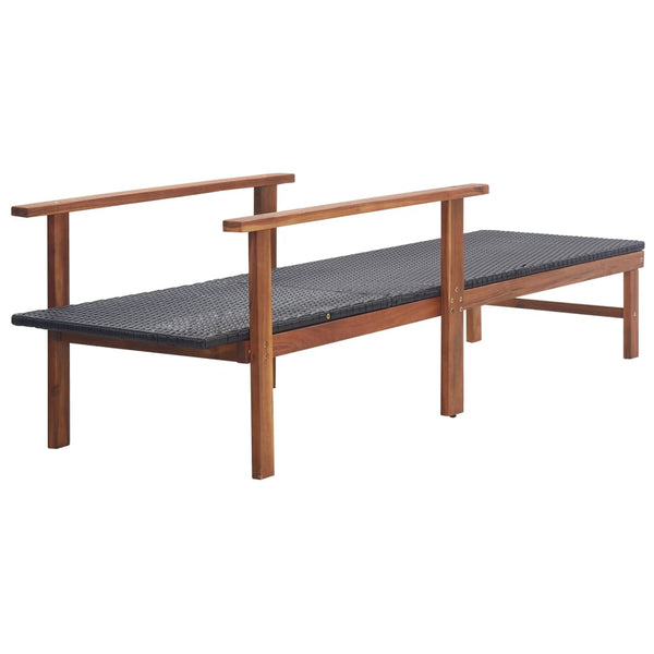 Vidaxl Sun Lounger Poly Rattan And Solid Acacia Wood Black Loungers