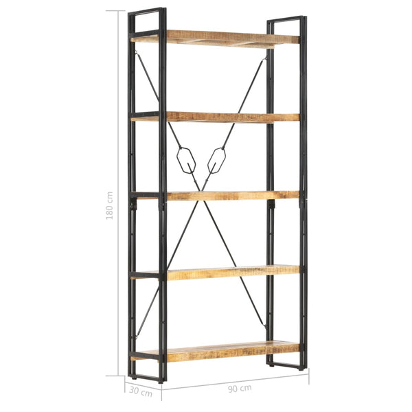 5 Tier Bookcase 90X30x180 Cm Solid Mango Wood Bookshelves