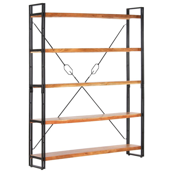 5 Tier Bookcase 140X30x180 Cm Solid Acacia Wood Bookshelves