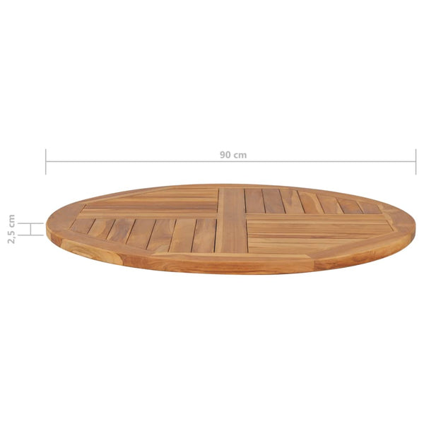Vidaxl Table Top Solid Teak Wood Round 2.5 Cm 90 Tabletop & Shelf Décor