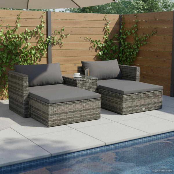 Vidaxl 5 Piece Garden Lounge Set With Cushions Poly Rattan Grey Other Patio & Garden Furniture