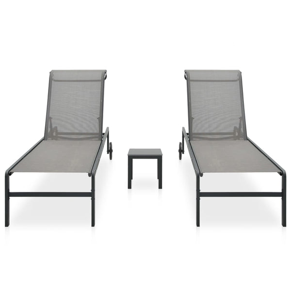 Vidaxl Sun Loungers 2 Pcs With Table Textilene And Steel Other Patio & Garden Furniture