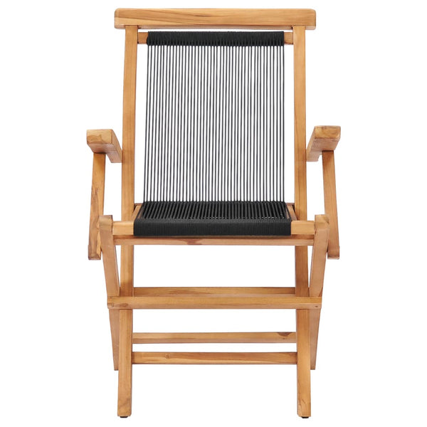Folding Garden Chairs 2 Pcs Solid Teak Wood And Rope